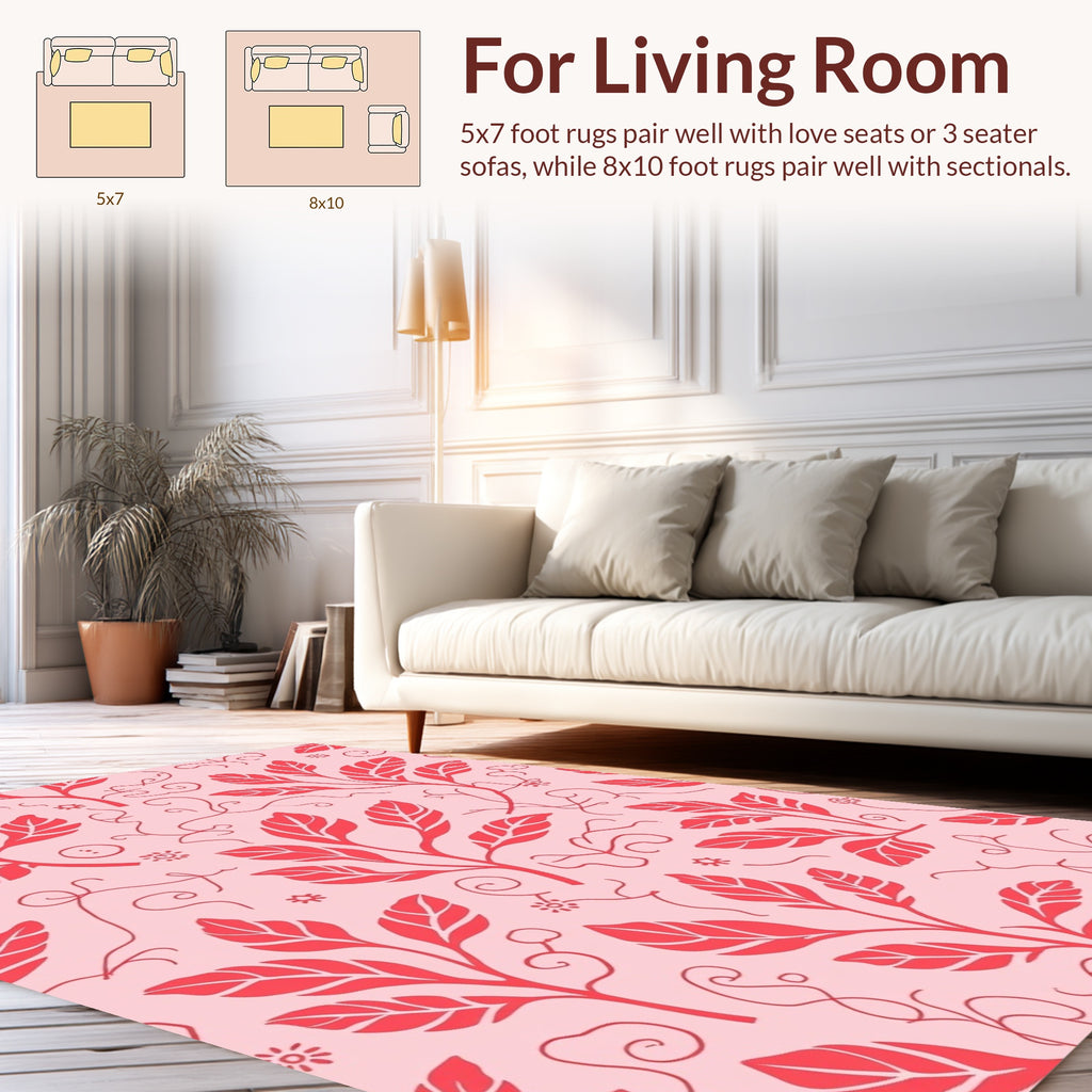Coral Botanical Stylized Vines Rug