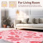 Coral Botanical Stylized Vines Rug