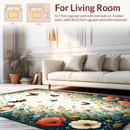 Whimsical Floral Butterfly Garden Design Rug