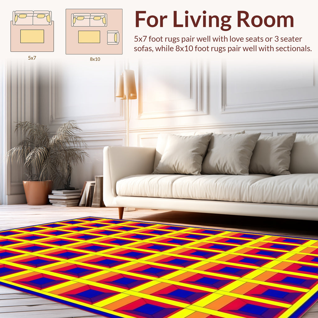 Bold Geometric Retro Pattern Rug