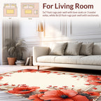 Coral Floral Vines Textured Rug