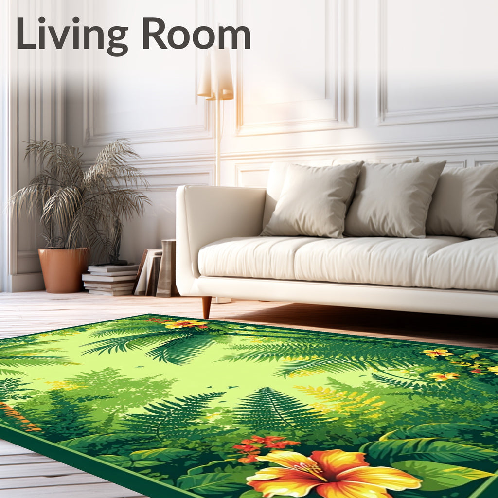 Tropical Jungle Botanical Lush Design Rug