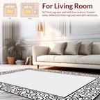 Ornate Scrollwork Black Border Rug