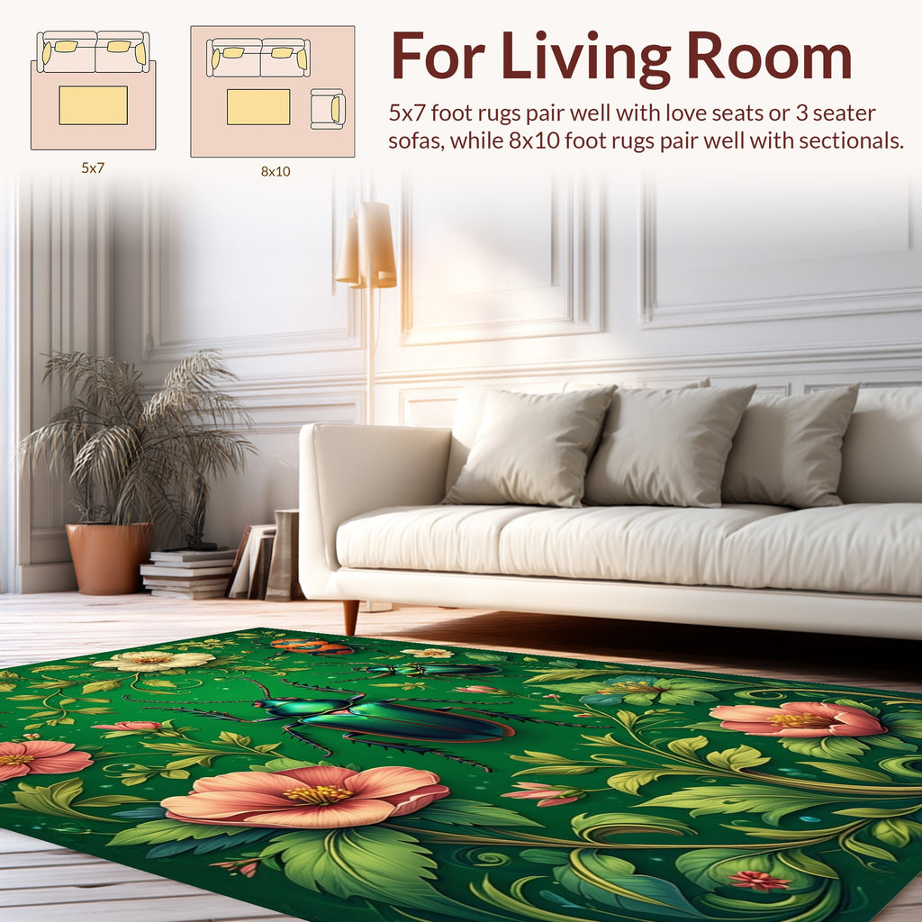 Enchanting Insect Floral Garden Pattern Rug