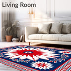 Bold Red White Starburst Medallion Rug