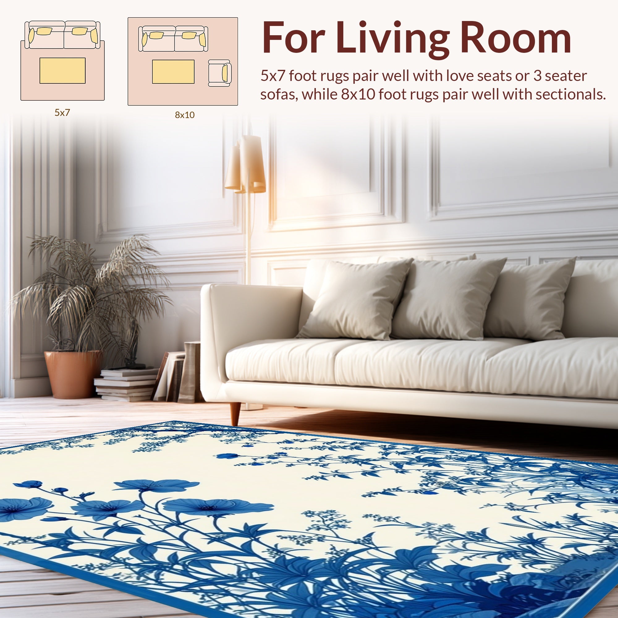 Blue Blossom Chinoiserie Pattern Rug