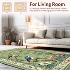Birds and Blossoms Green Floral Rug