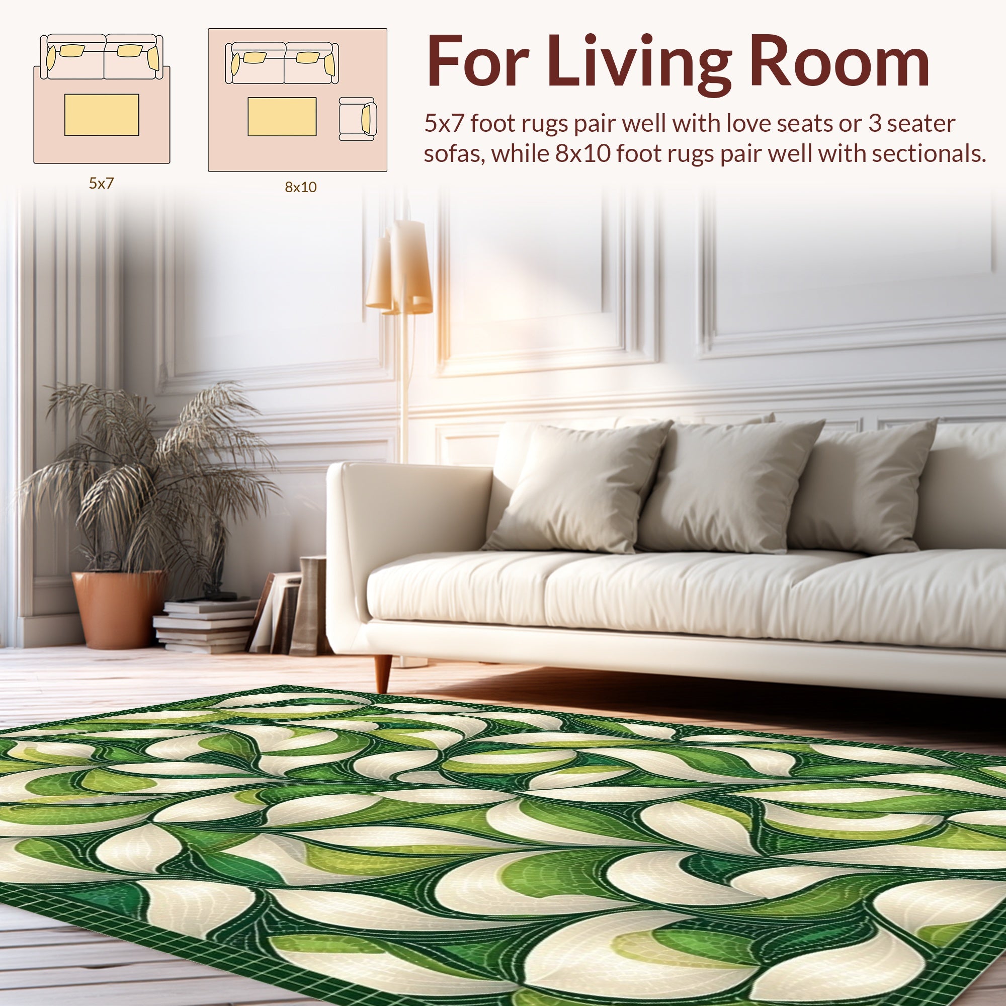 Organic Flowing Leaf Pattern Rug