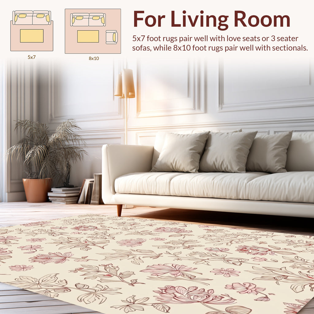 Delicate Blossom Branch Floral Pattern Rug