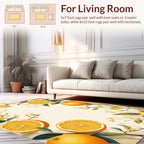 Orange Citrus Tree Branch Pattern Rug