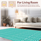 Teal 2 Tone Line Pattern Design Rug