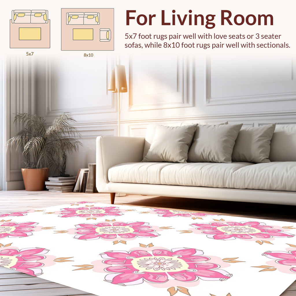 Floral Mandala Pink Pattern Design Rug