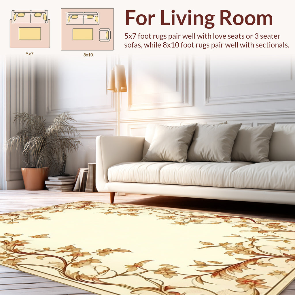 Ornate Floral Vine Border Rug