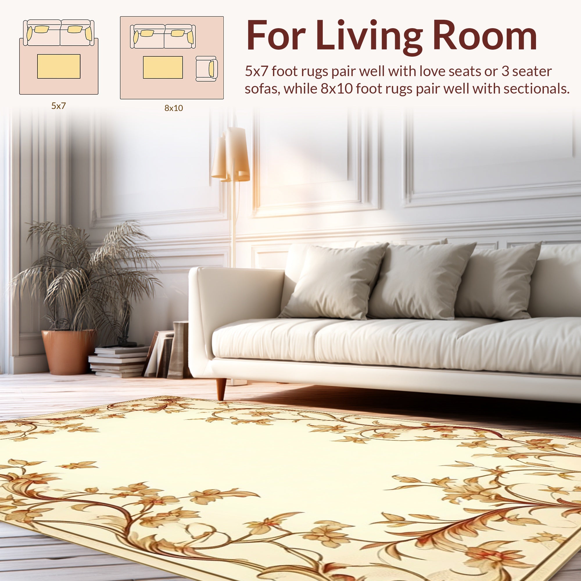 Ornate Floral Vine Border Rug