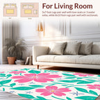 Pink and Teal Floral Pattern Design Rug
