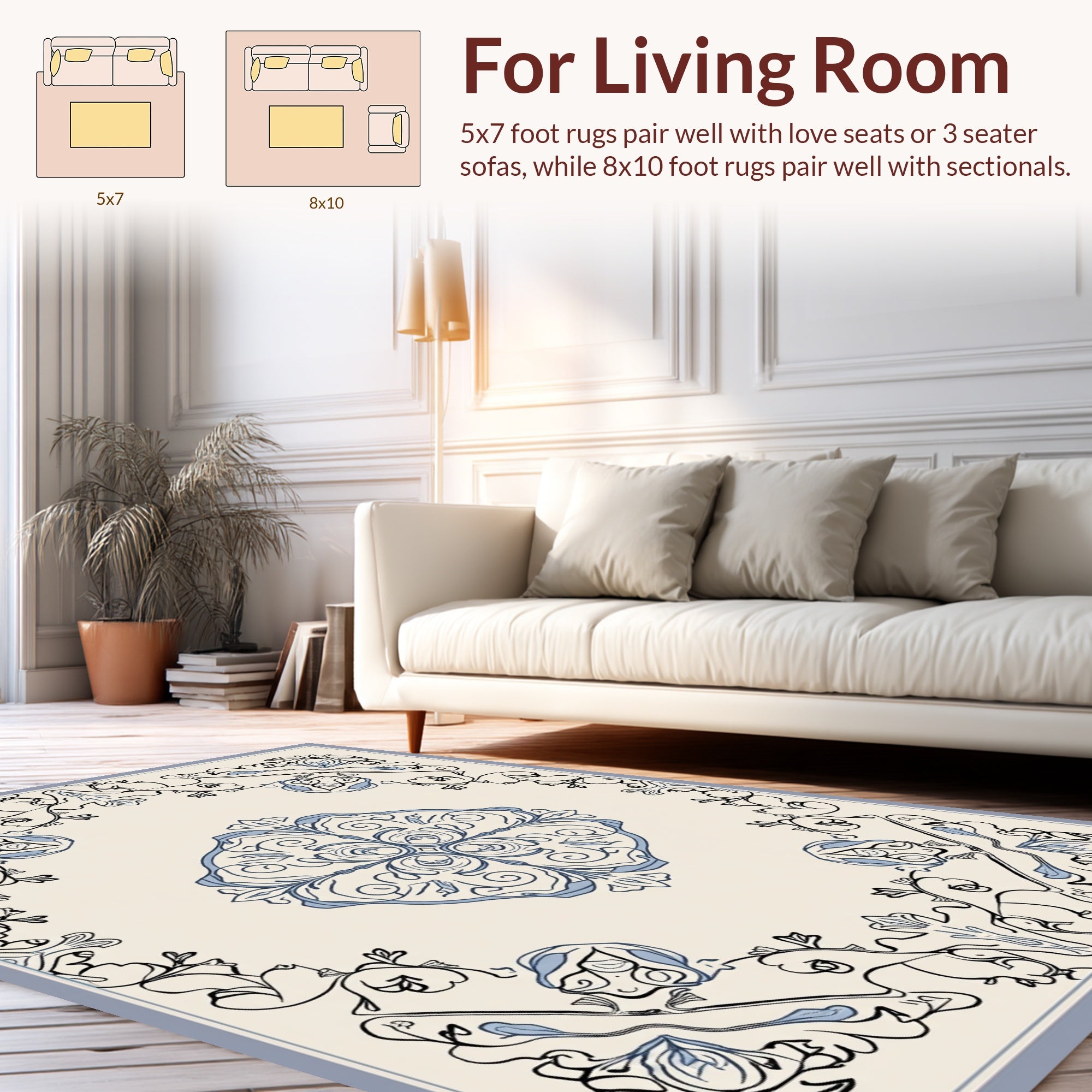 Floral Scrollwork Medallion Design Rug