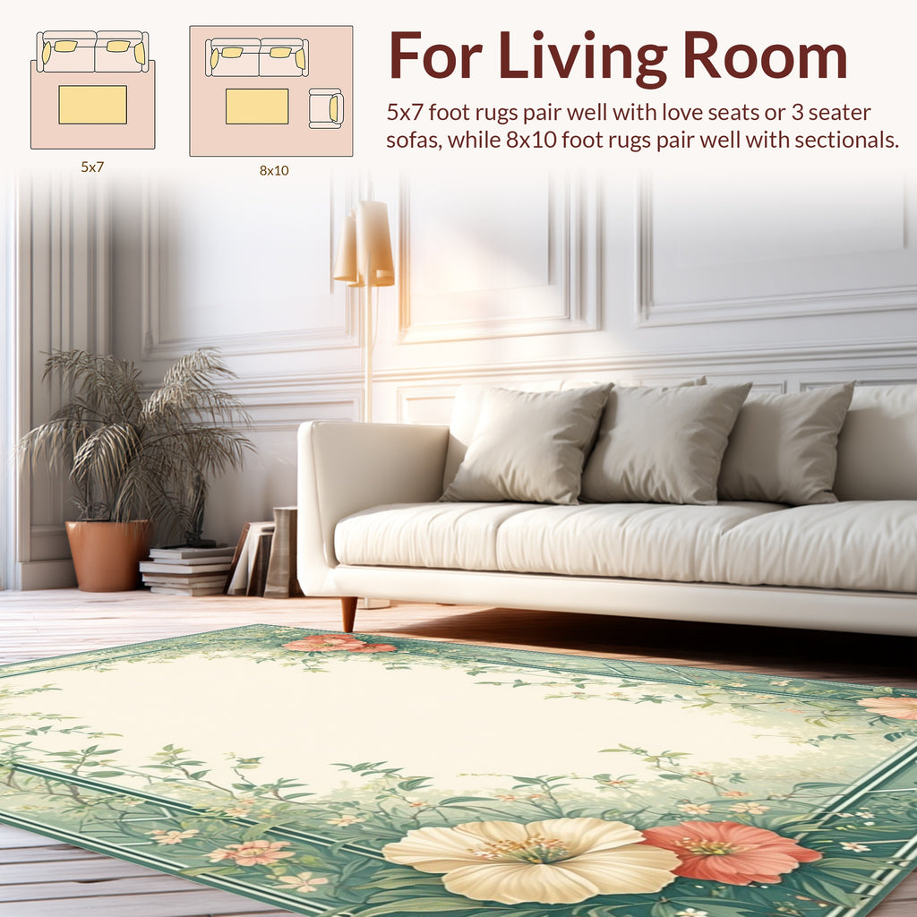 Ornate Floral Vine Pattern Rug
