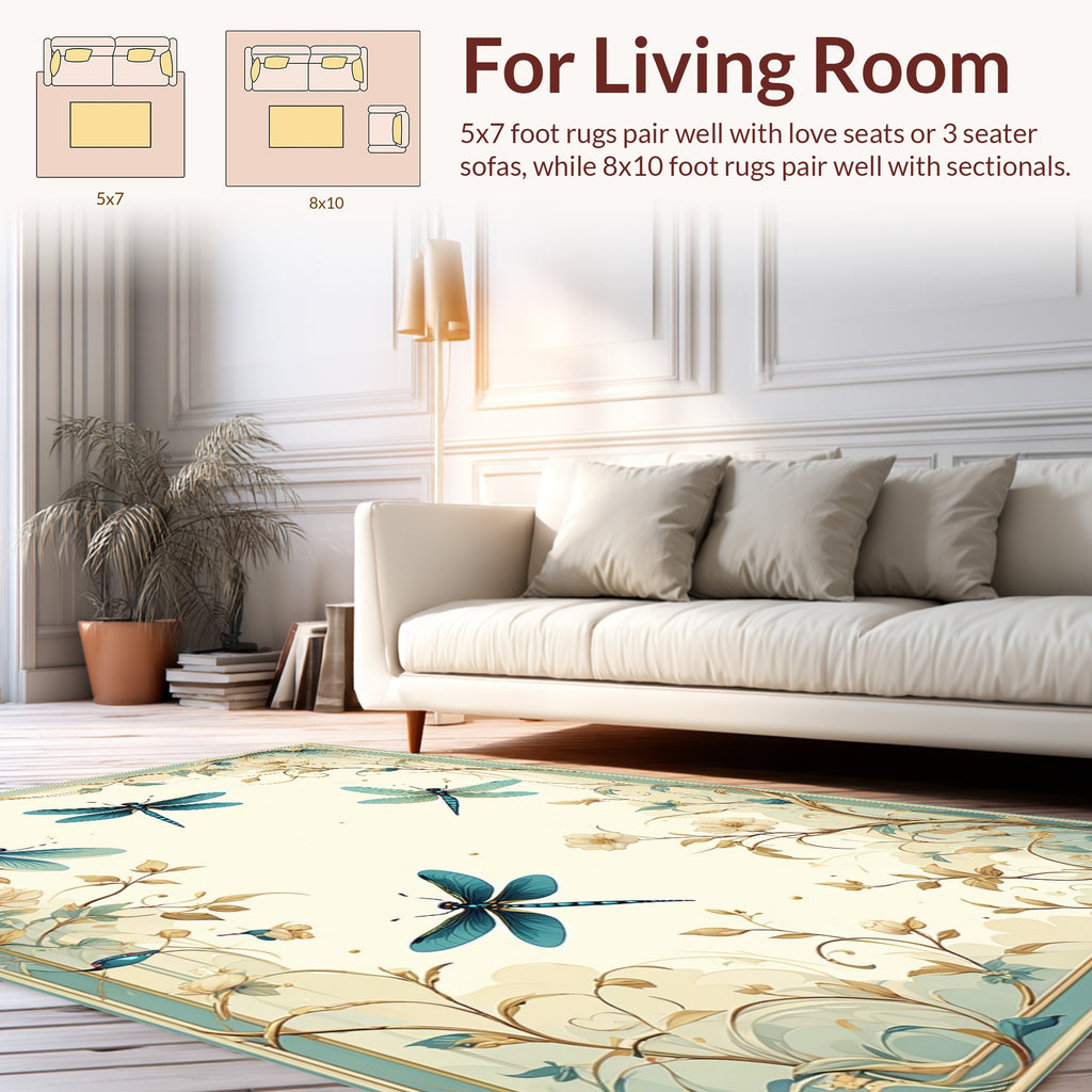 Dragonfly Floral Vintage Style Rug