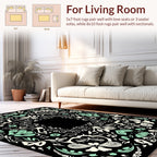 Black Floral Mandala Motif Rug