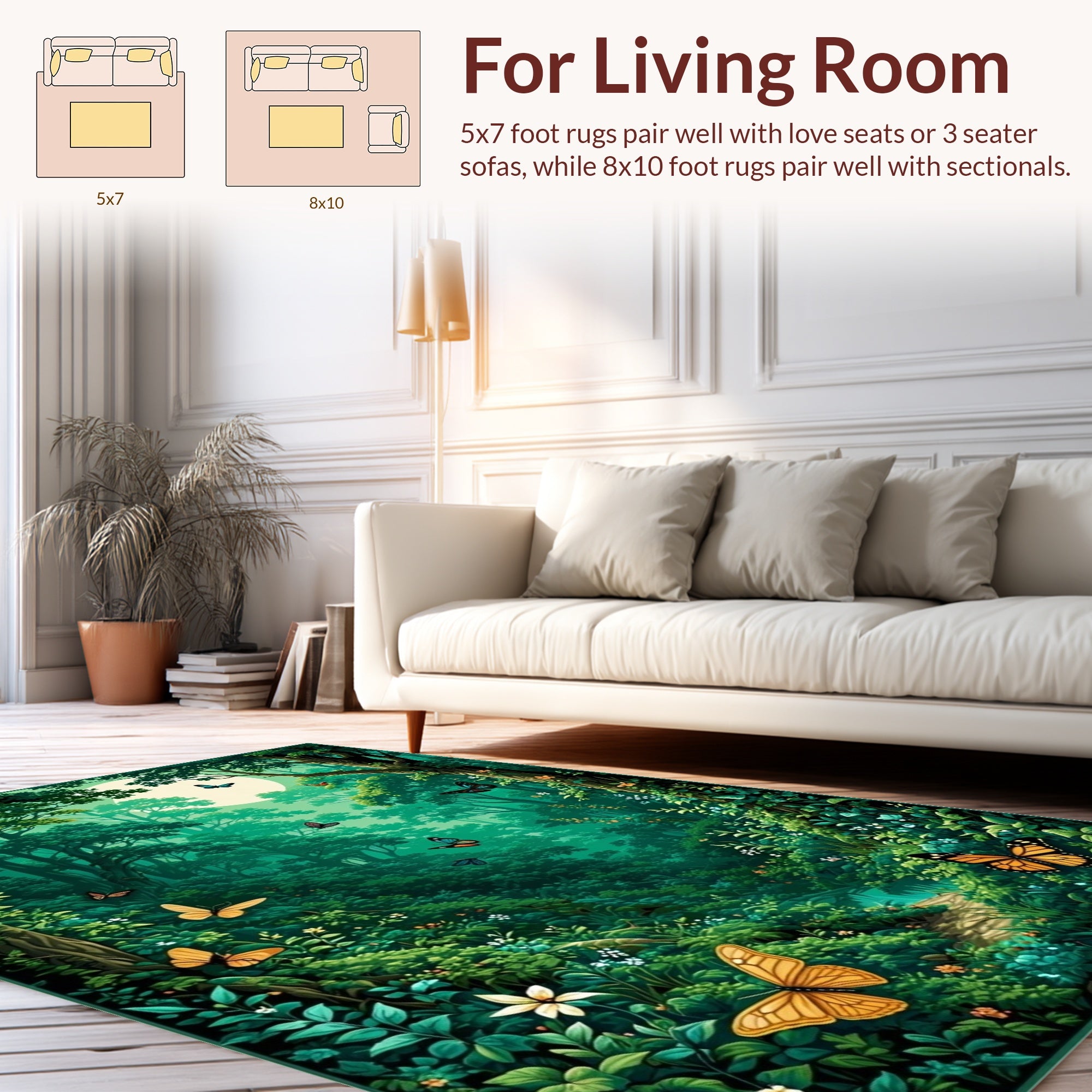 Enchanted Forest Butterfly Pattern Rug