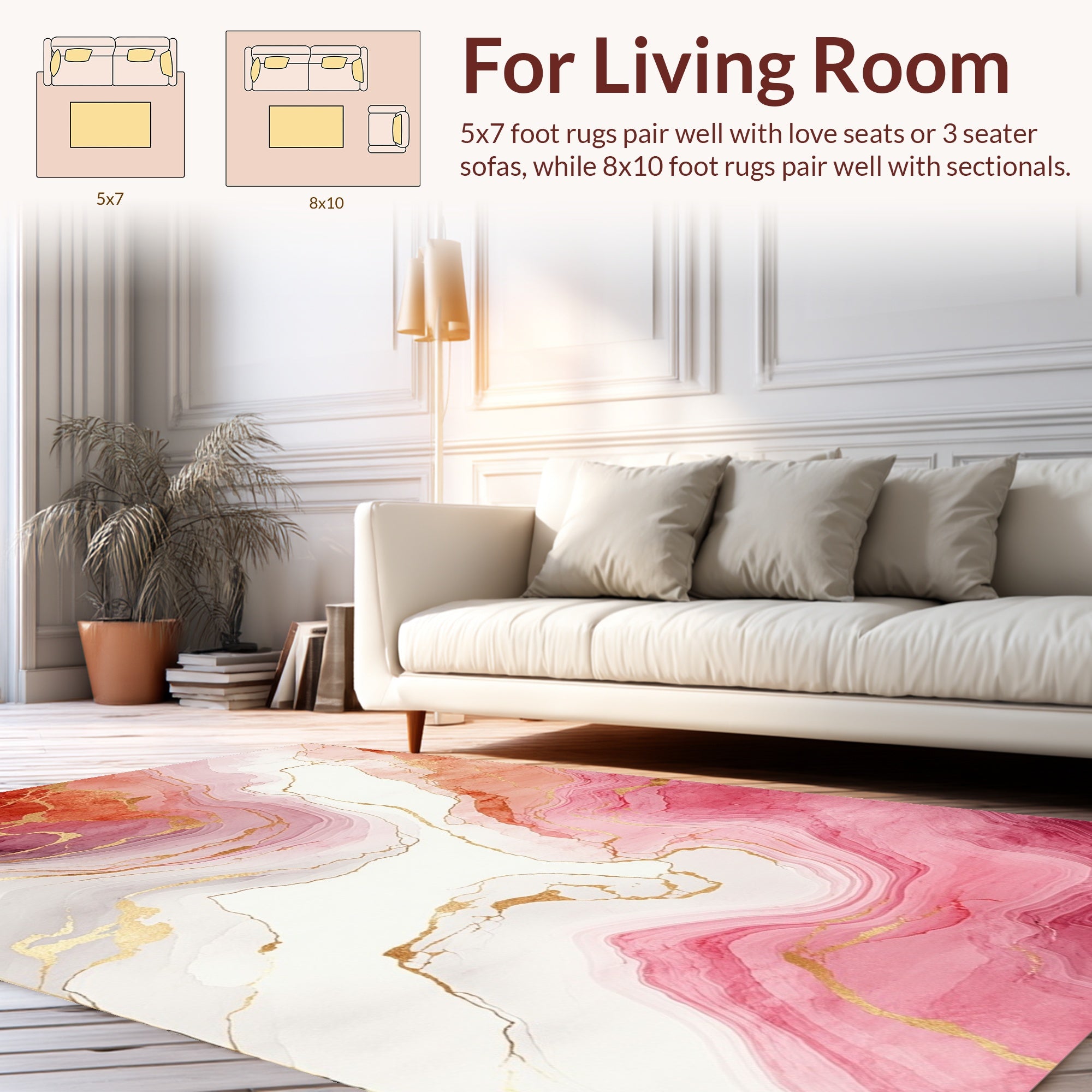 Modern Pink Agate Veined Abstract Rug