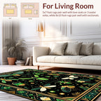 Ornate Emerald Insect Pattern Design Rug