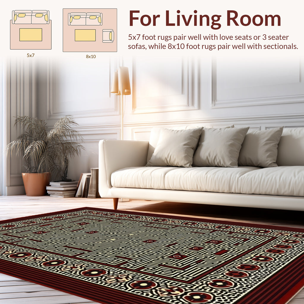 Intricate Geometric Maze Pattern Rug