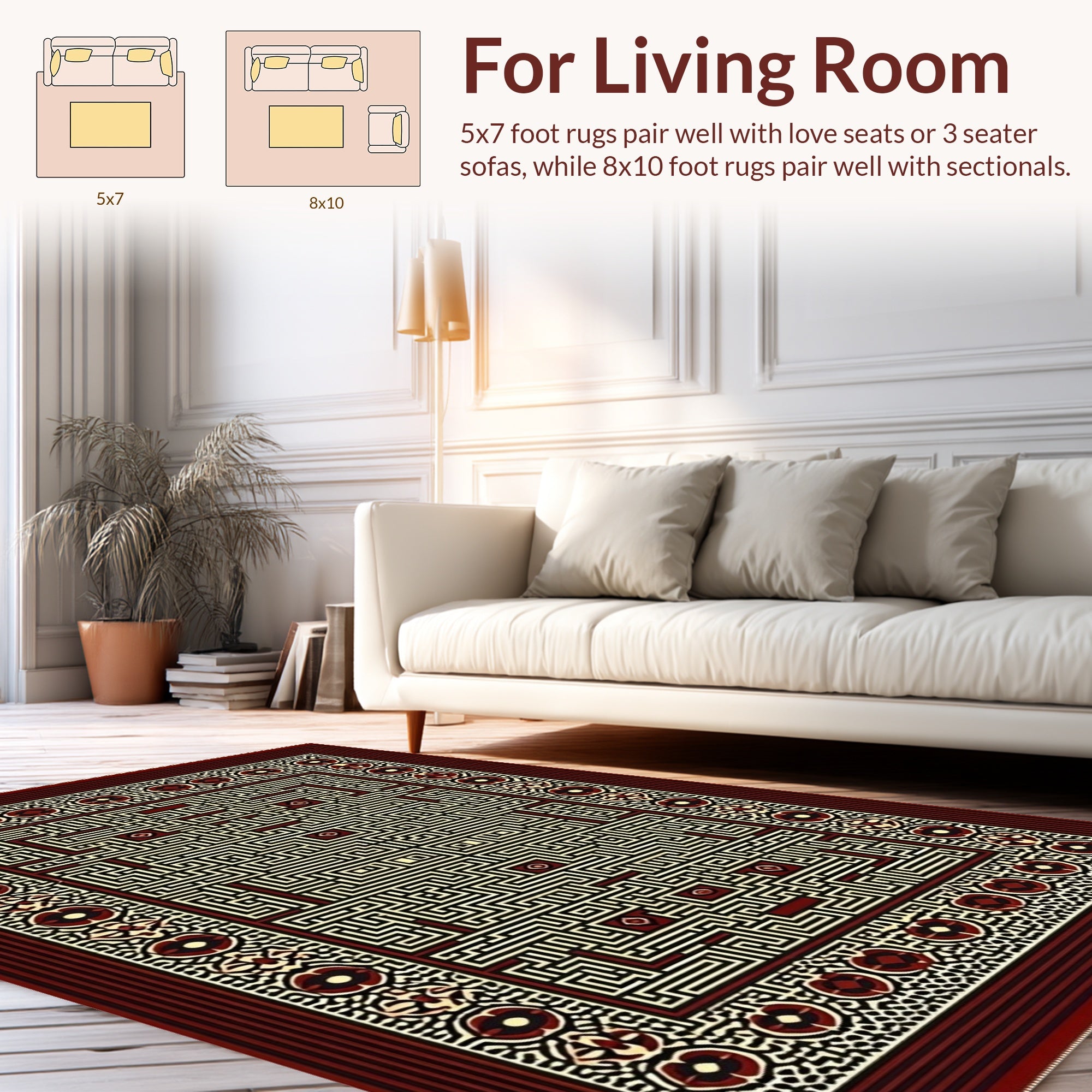 Intricate Geometric Maze Pattern Rug