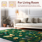 Green Floral Butterfly Art Design Rug
