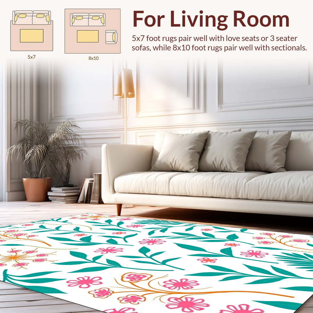 Tropical Floral Leaf Pattern Design Rug