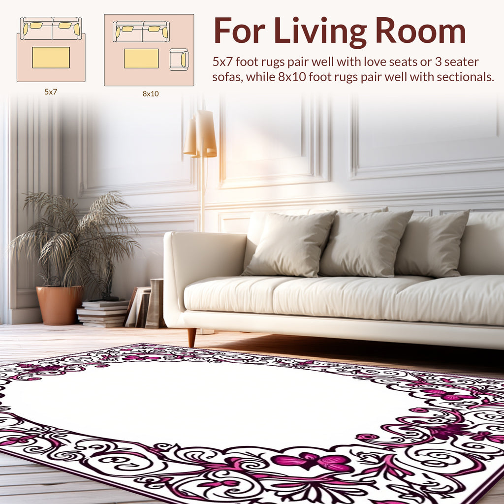 Ornate Floral Vine Swirls Design Elements Rug
