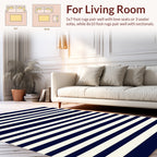 Classic Navy White Stripe Design Rug