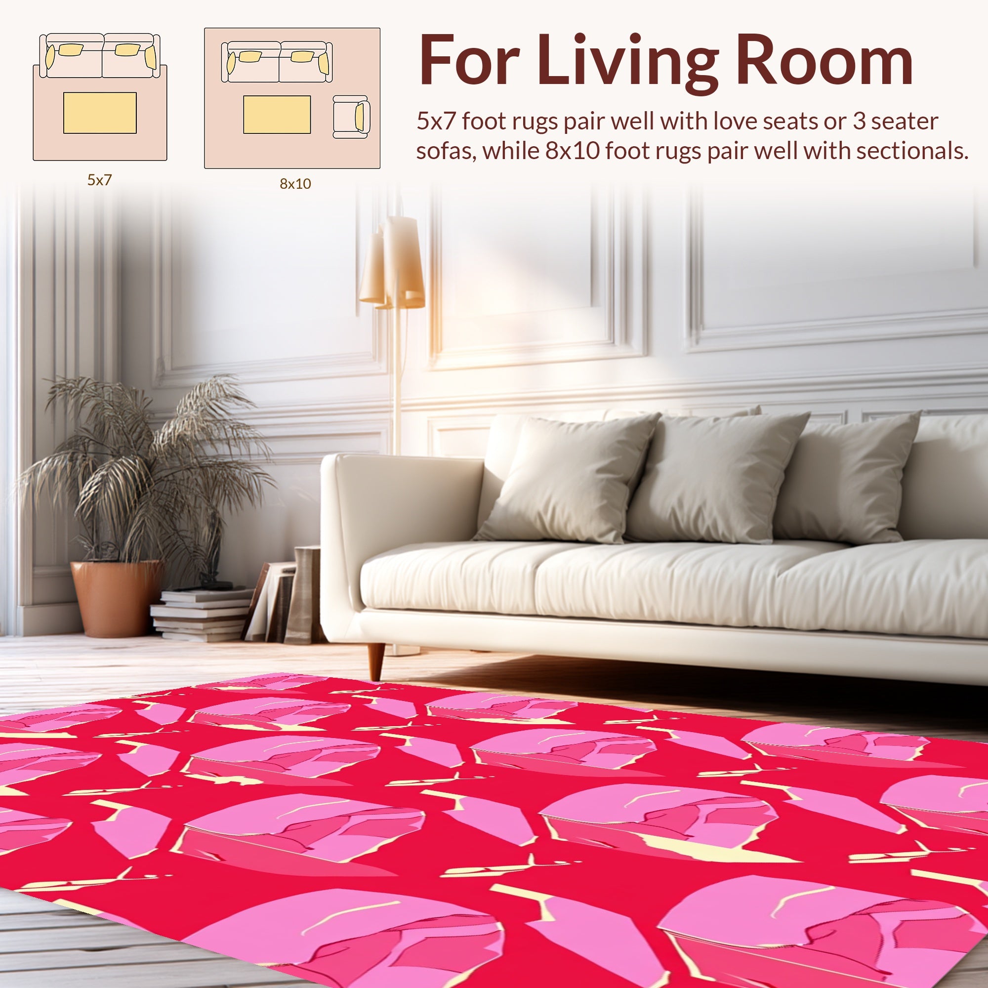 Bold Pink Abstract Geometric Pattern Rug