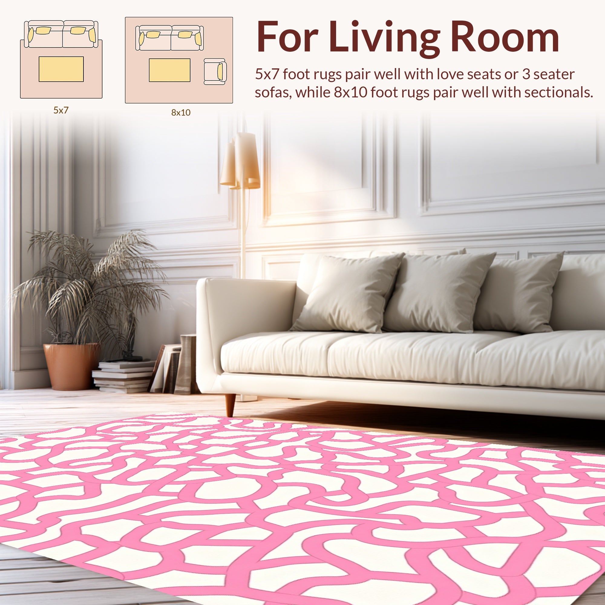 Abstract Pink Interwoven Lines Pattern Rug