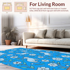 Playful Cat Flower Pattern Rug
