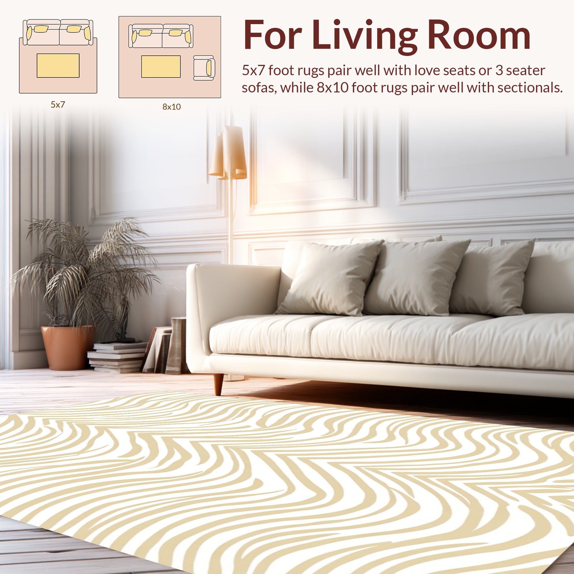 Neutral Wavy Animalistic Print Rug