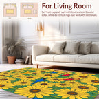 Floral Bird Pattern With Yellow Sunflowers Rug