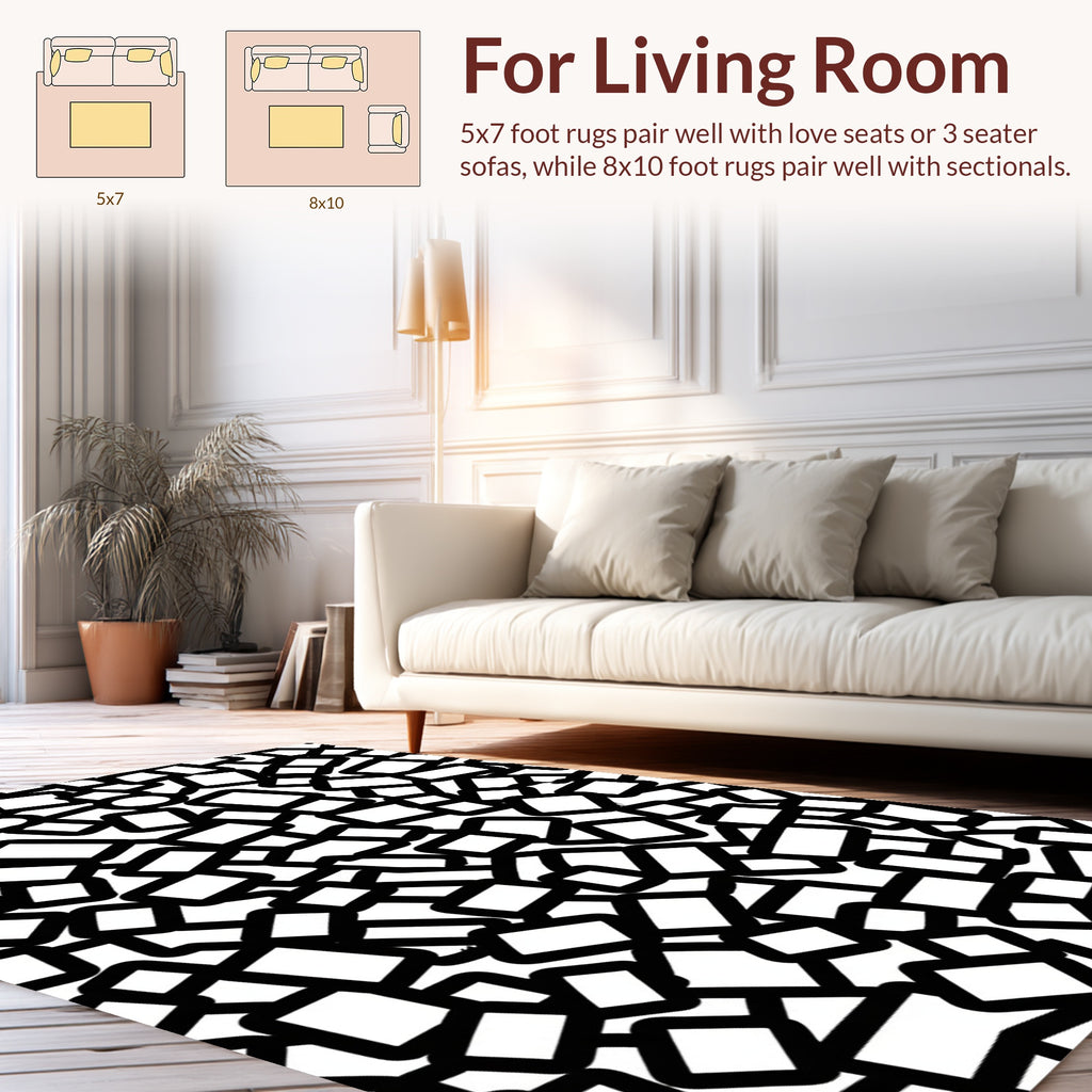 Scattered Rectangles And Circles Design Rug