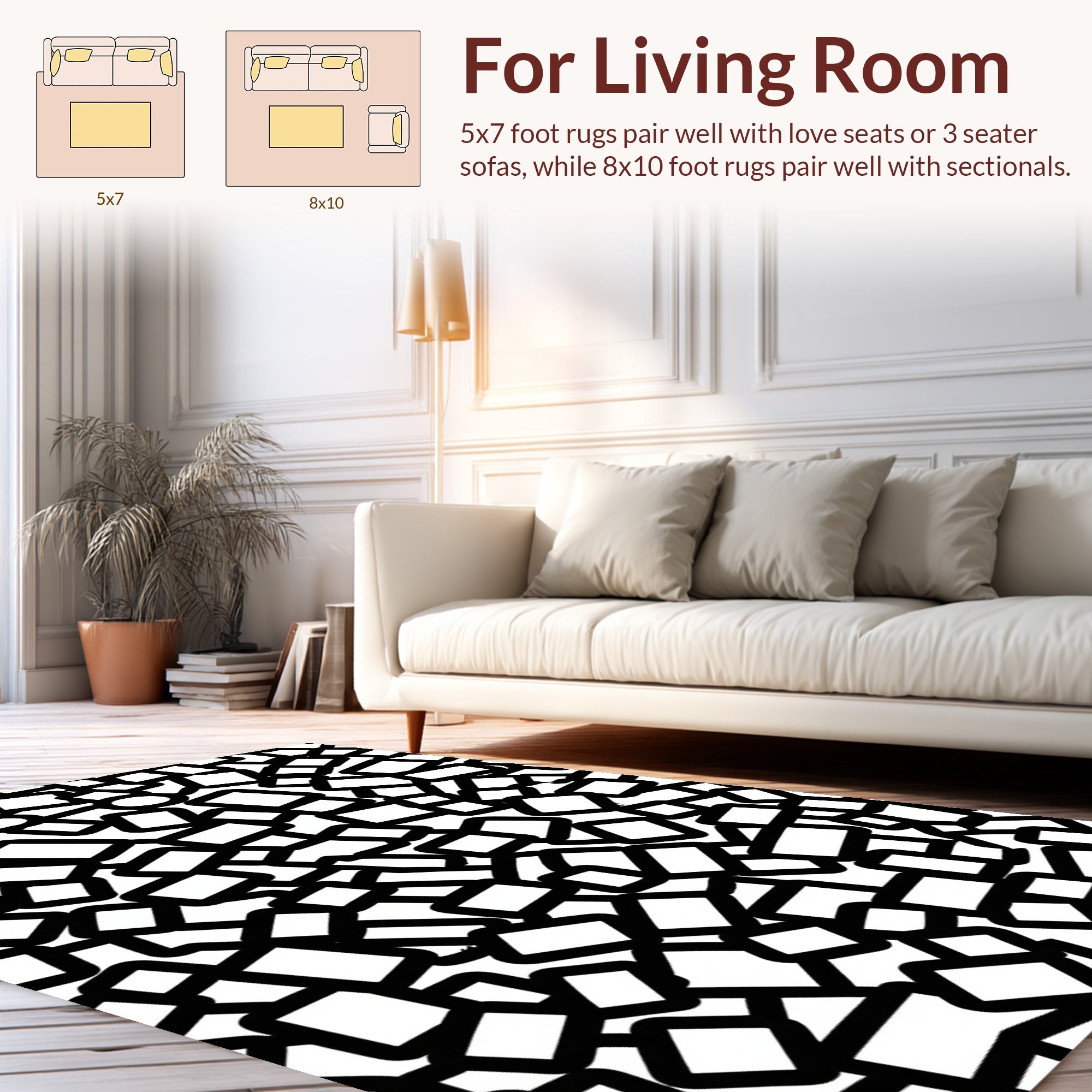 Scattered Rectangles And Circles Design Rug