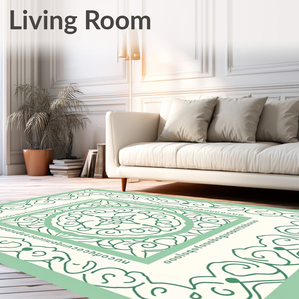 Mint Green Floral Medallion Symmetry Rug