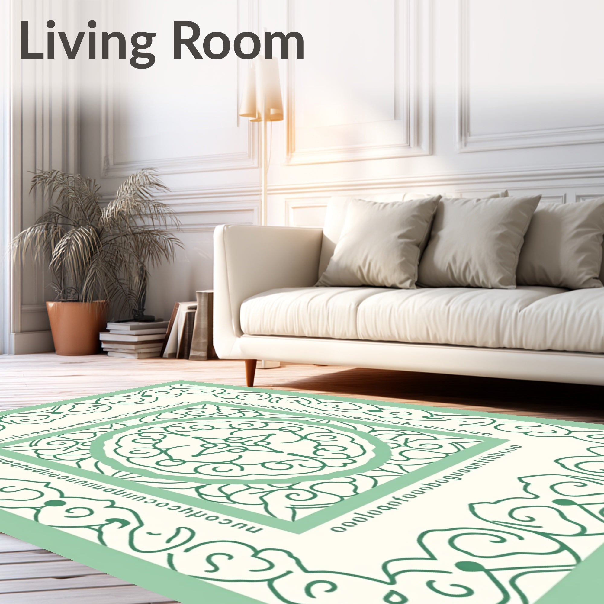 Mint Green Floral Medallion Symmetry Rug