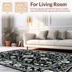 Intricate Floral Scroll Dark Pattern Rug