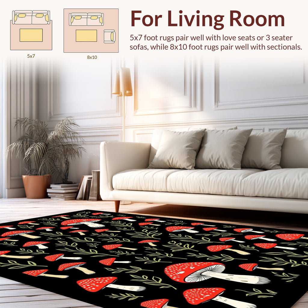 Whimsical Mushroom Pattern Rug