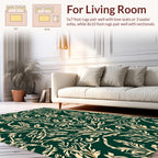 Elegant Cream Green Botanical Pattern Rug