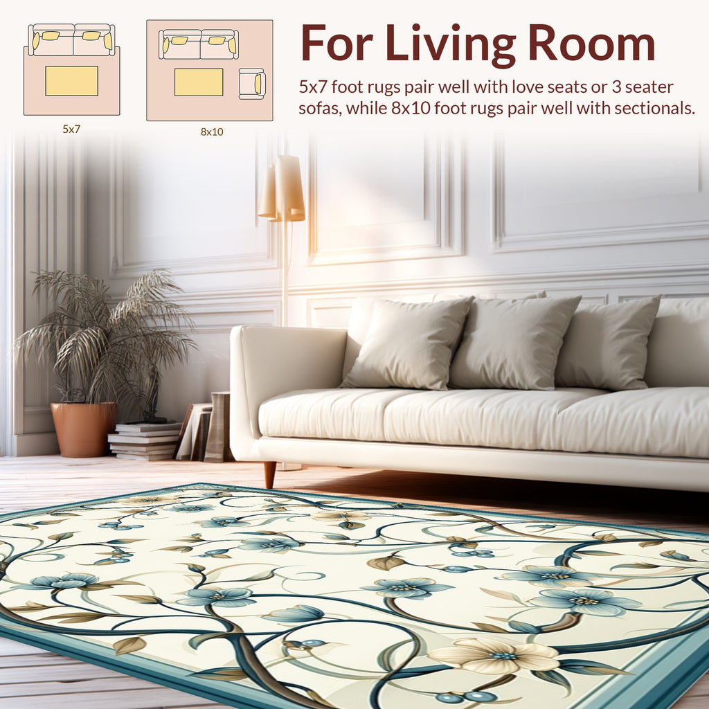 Art Nouveau Floral Vine Botanical Design Rug