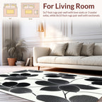 Artistic Black White Floral Line Art Rug