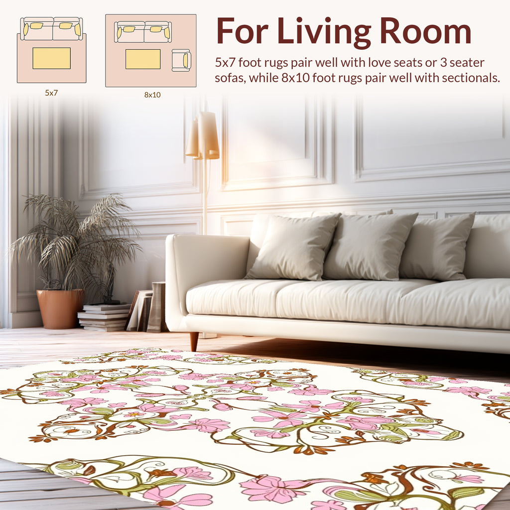 Floral Art Nouveau Pink Ornament Rug