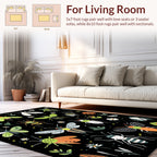 Whimsical Insect Pattern Black Background Rug