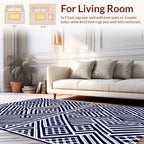 Bold Blue White Geometric Collage Rug