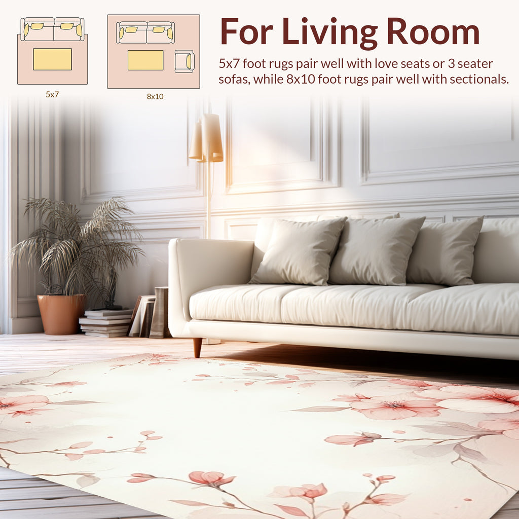 Delicate Blossom Branches Patterned Rug